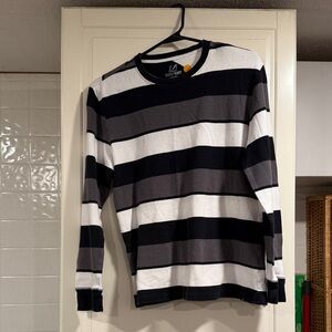 Amplify Black and White Striped Long Sleeve Shirt size medium 1:7